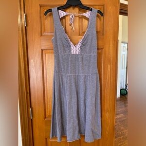 Free People Gray Midi Dress with Pink Trim Accents